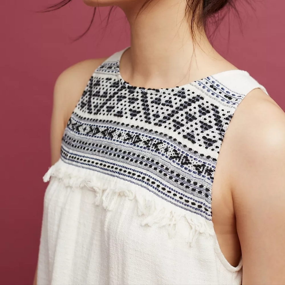 Anthropologie Holding Horses Embroidered & Fringed Tunic Top / Mini Dress XSP - Picture 11 of 11